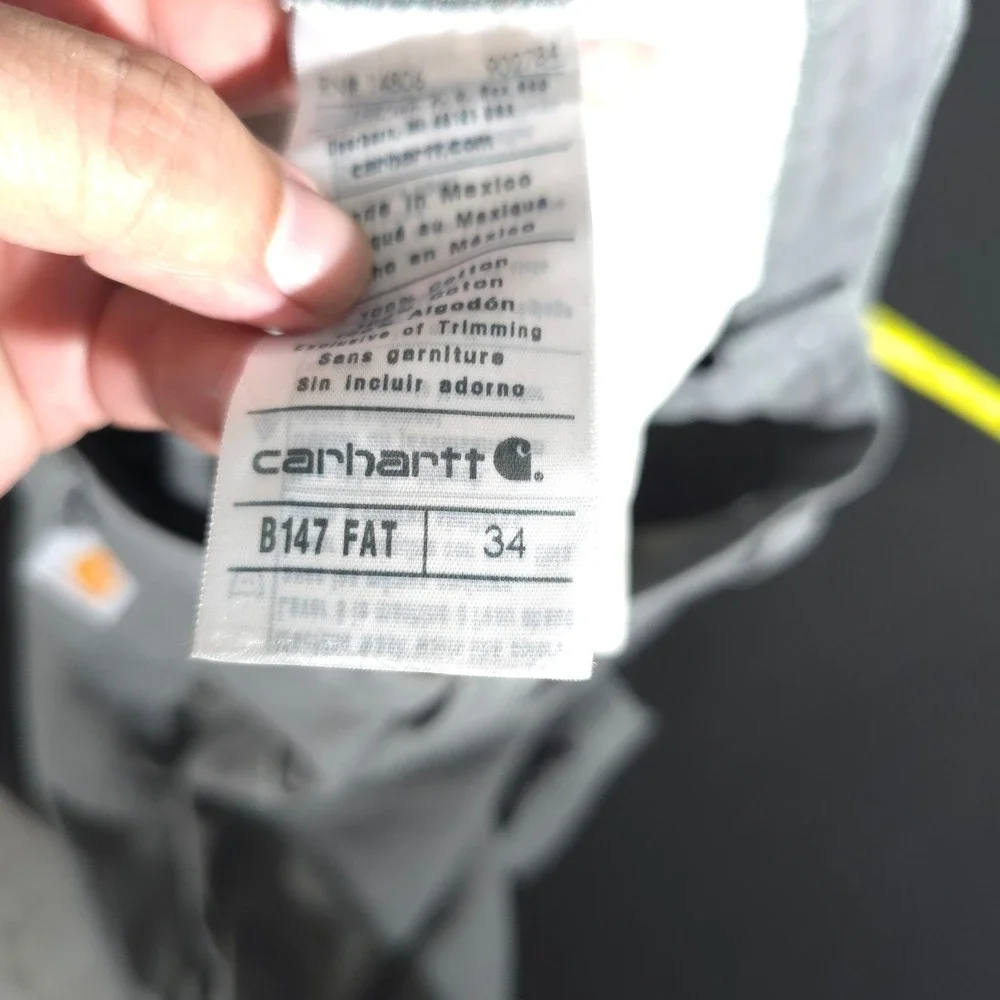 Carhartt B147 FAT Men 34 Gray Canvas Carpenter Work Shorts Relaxed Fit Utility